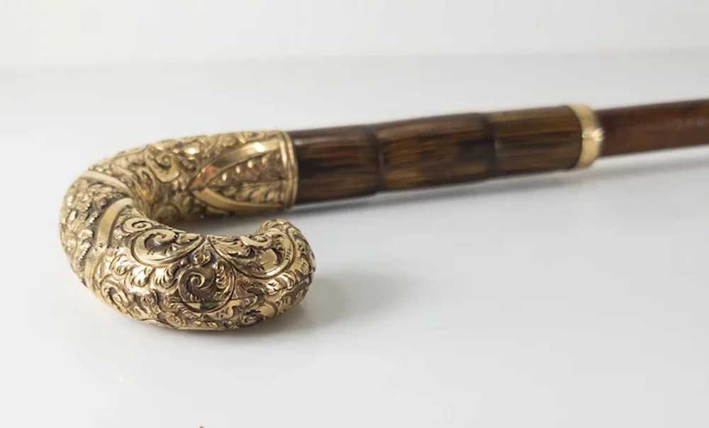 Victorian Gold Filled Cane or Walking Stick Handl… - image 7