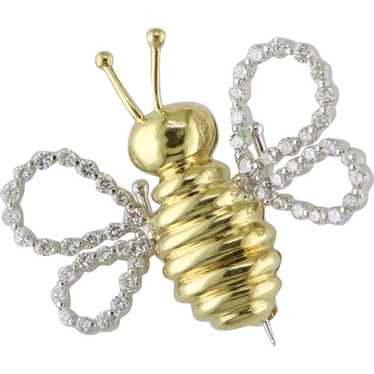 18K TT Diamond Bee Pin