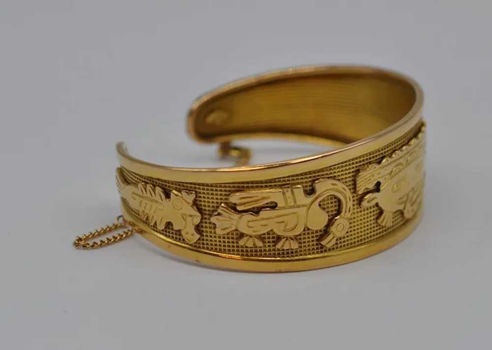 Vintage Peruvian 18kt Bangle Bracelet Stamped  or… - image 3