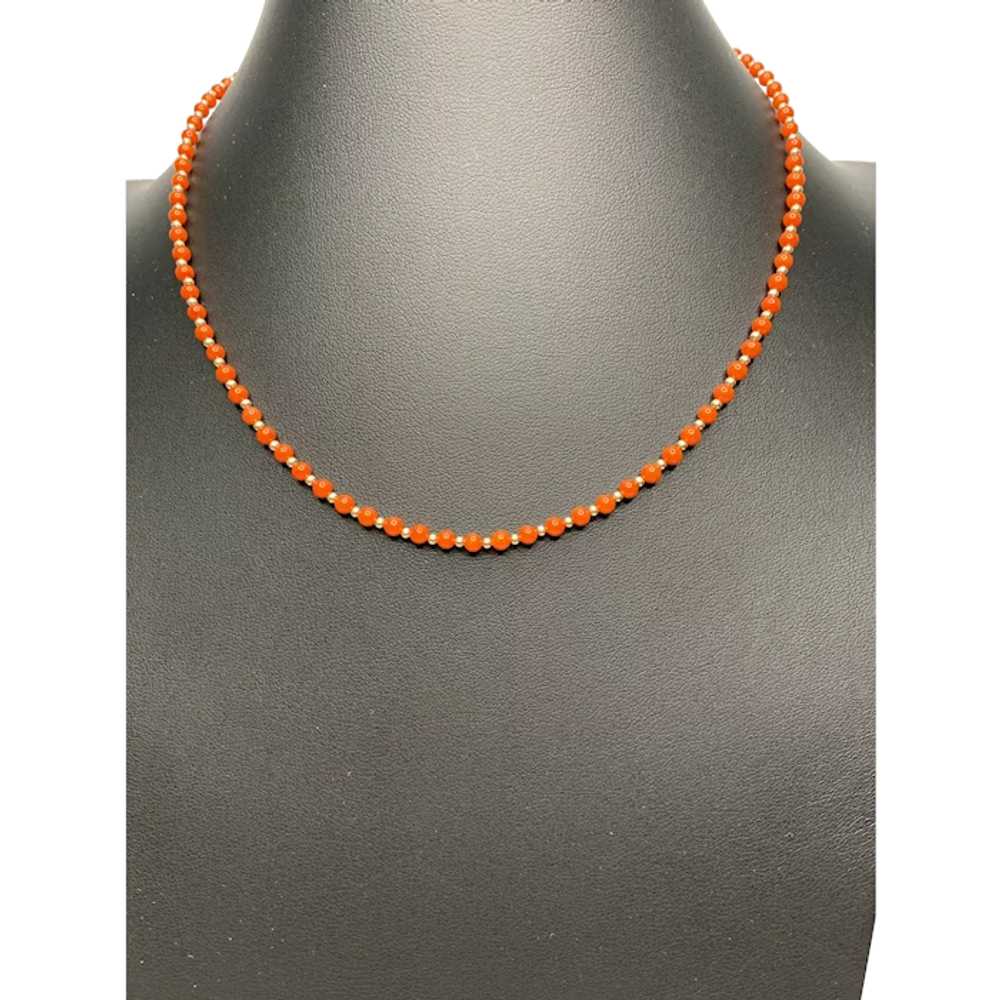 Genuine Red Coral and 14k Gold Necklace - image 1