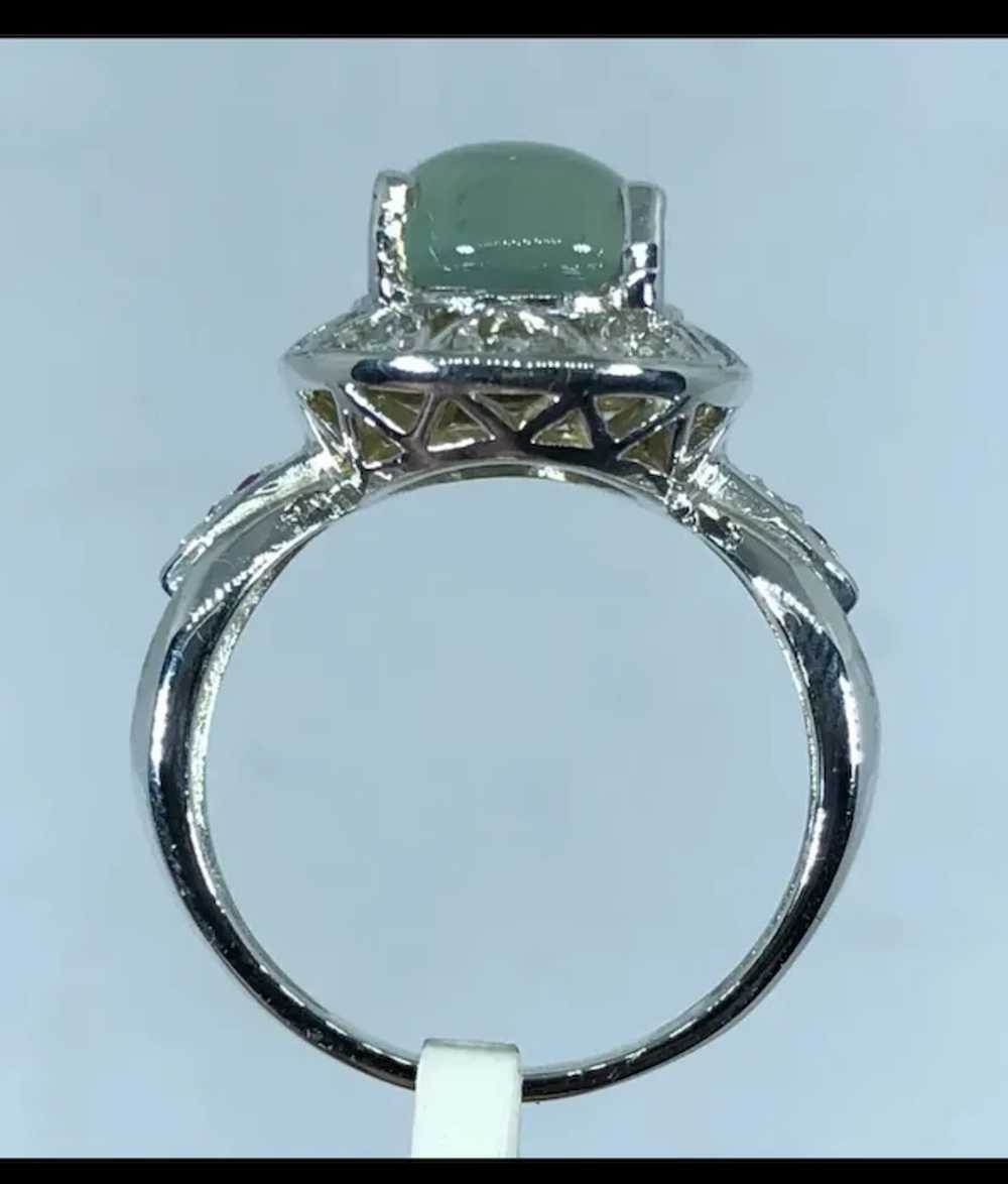 14k Green Prehnite, aquamarine & Ruby Ring, free … - image 4