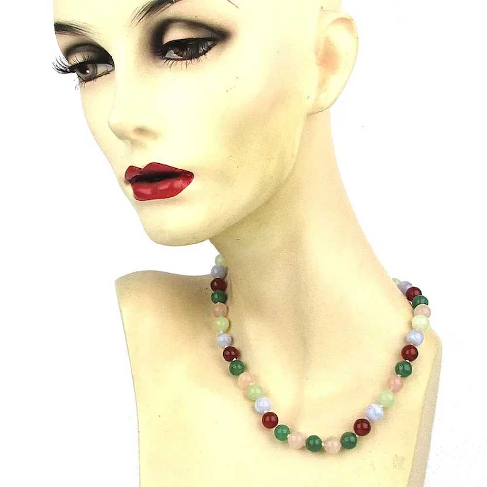 Genuine Jade Plus Colorful Stone Bead Necklace - image 3