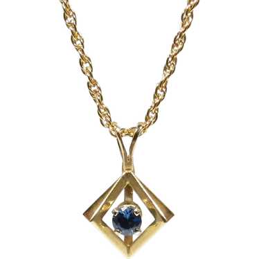 14kt Gold Blue Sapphire Triangular Star Pendant