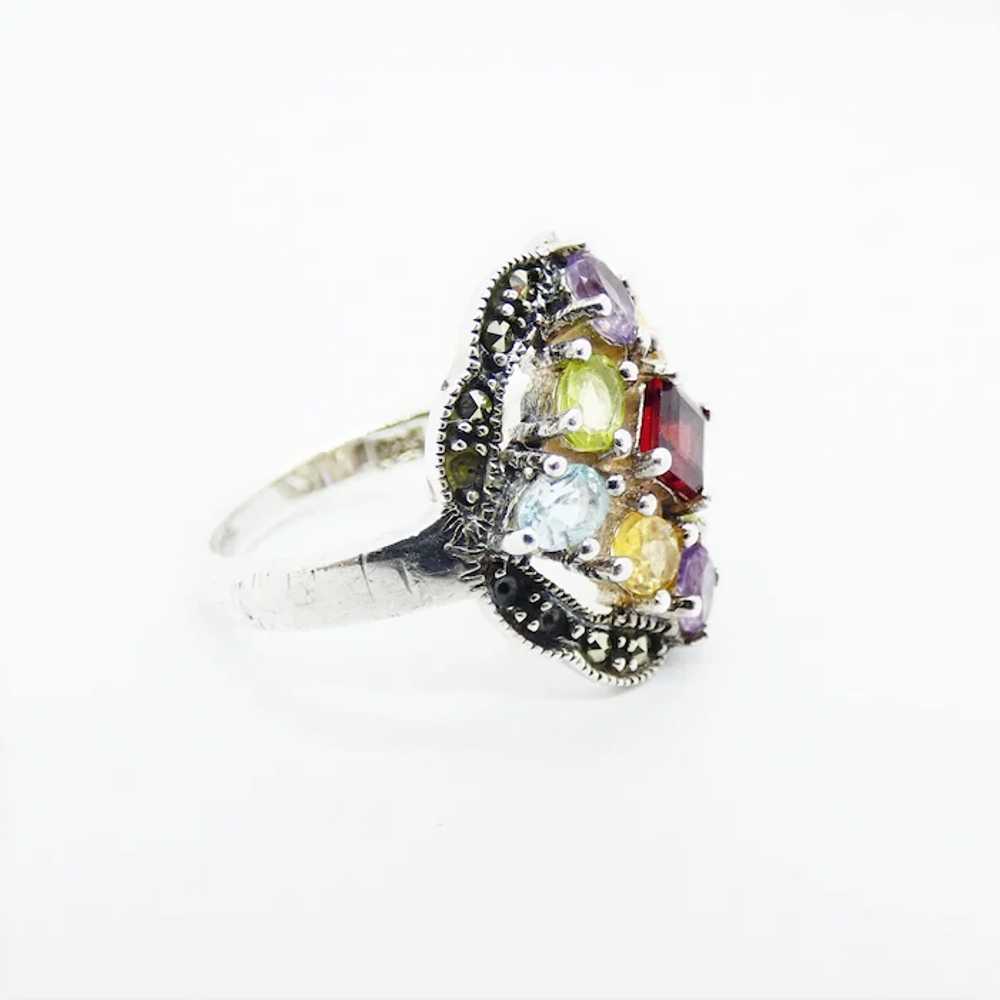 Vintage Sterling Silver Multi-Stone Ring - image 2