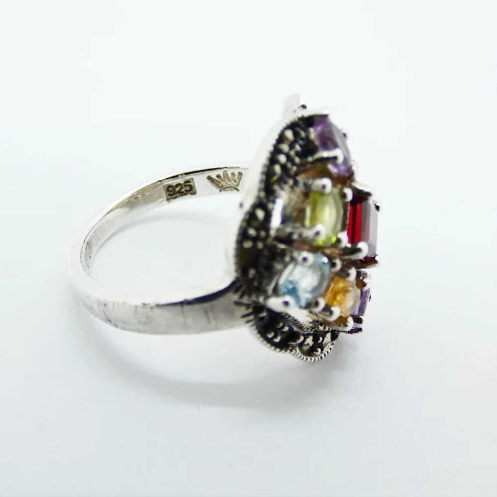 Vintage Sterling Silver Multi-Stone Ring - image 3