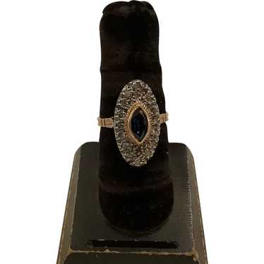 Antique Georgian 18K Gold, Silver-Topped Sapphire 