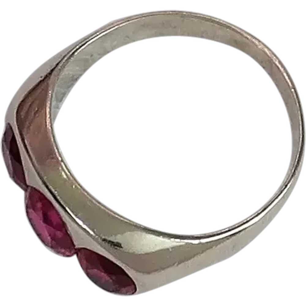 Vintage Ruby 14K Triple-Stone Gypsy Ring - image 2