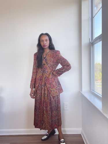 Vintage Paisley Skirt Suit 2 Pc