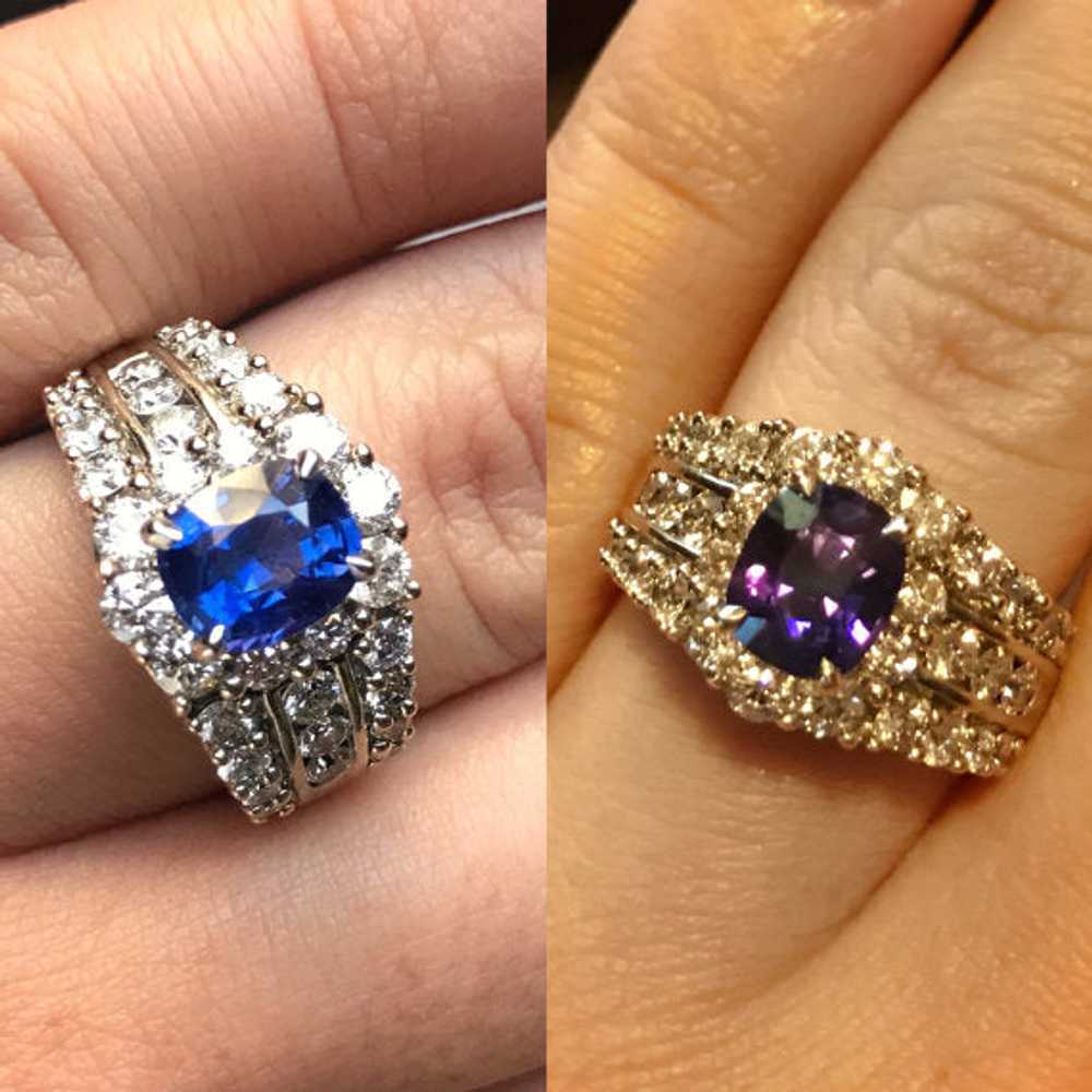 Breathtaking Color Change Sapphire and Diamond An… - image 4