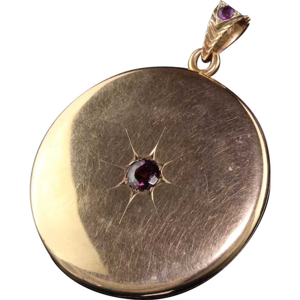 Antique Victorian 10K Yellow Gold Amethyst Monogr… - image 1