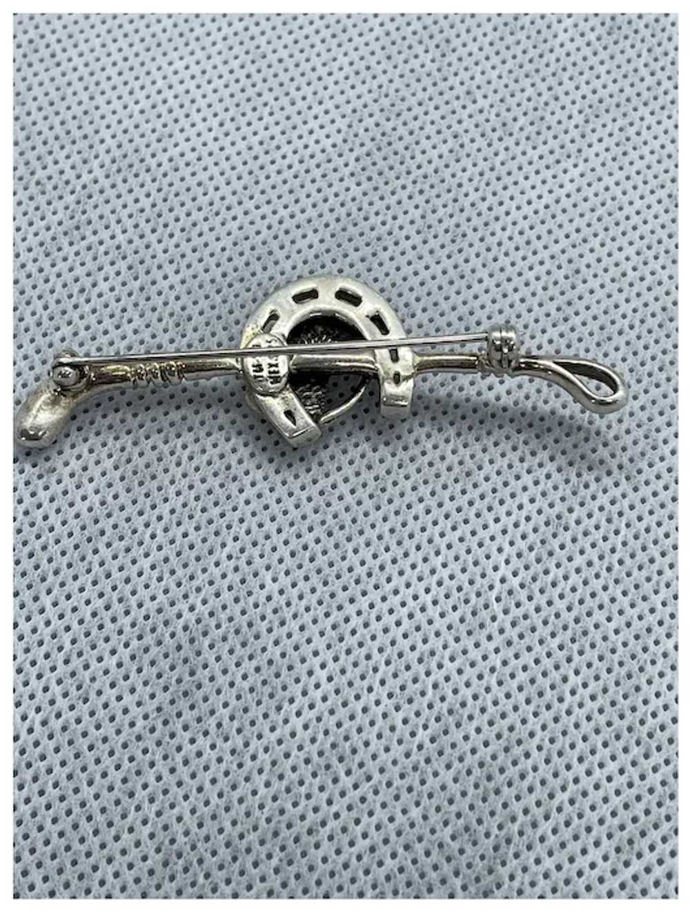 Vintage Sterling Stock Pin with Horse-Head and Ri… - image 4