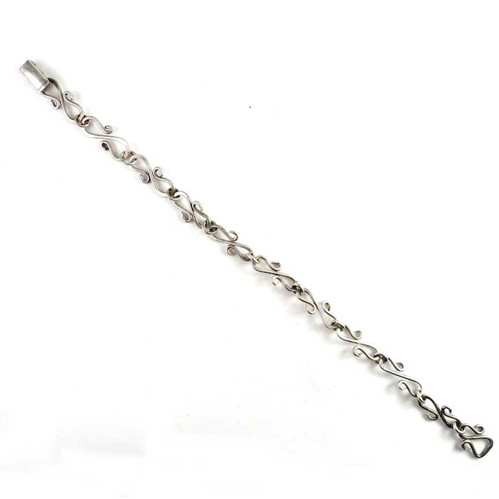 Vintage Hand-Made Sterling Silver S-Links Bracelet - image 2