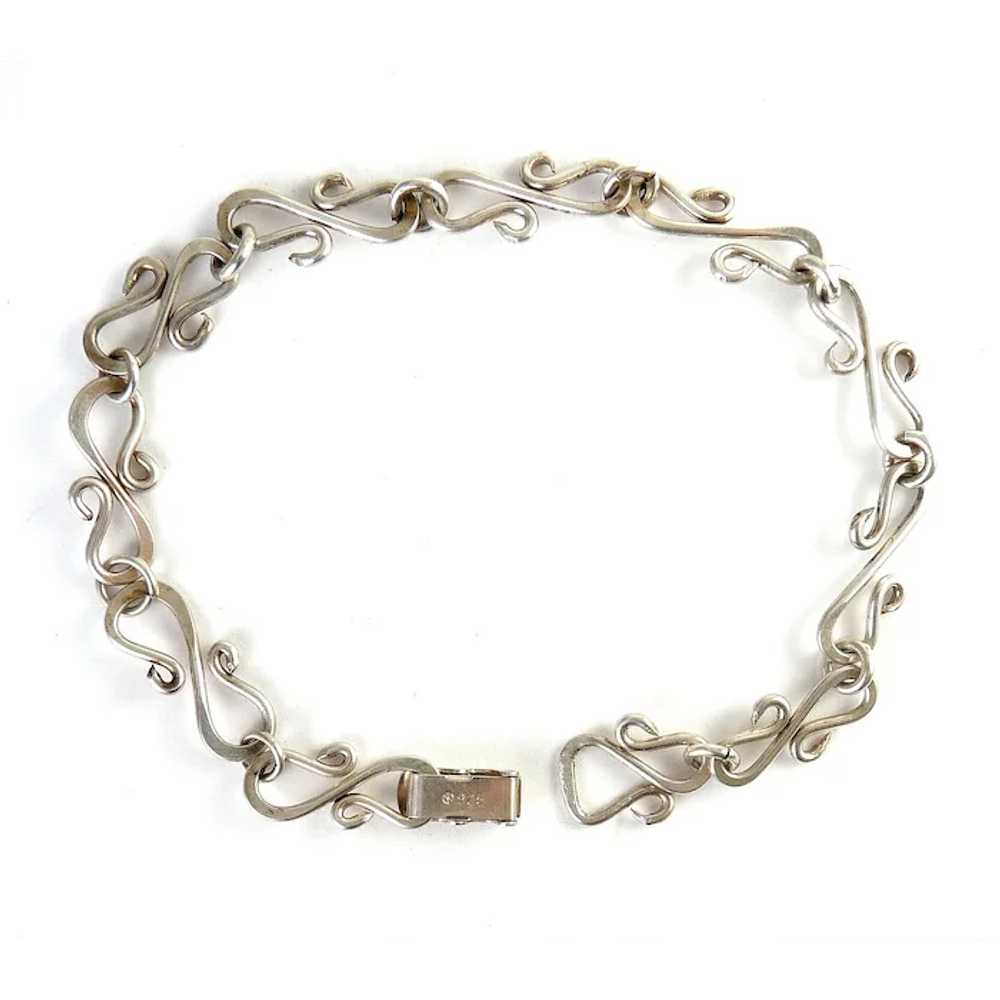 Vintage Hand-Made Sterling Silver S-Links Bracelet - image 4