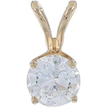 Yellow Gold Diamond Solitaire Pendant - 14k Round 