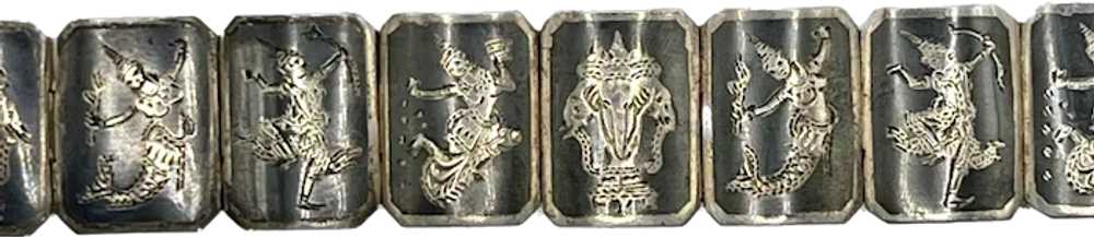 Siam Sterling Niello Black Enamel Thai Figures  V… - image 3