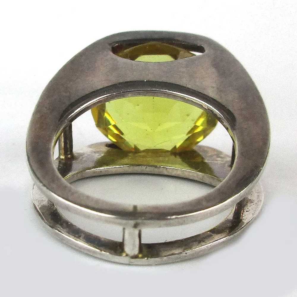 Estate Modernist Sterling Silver Citrine Stone Ri… - image 5