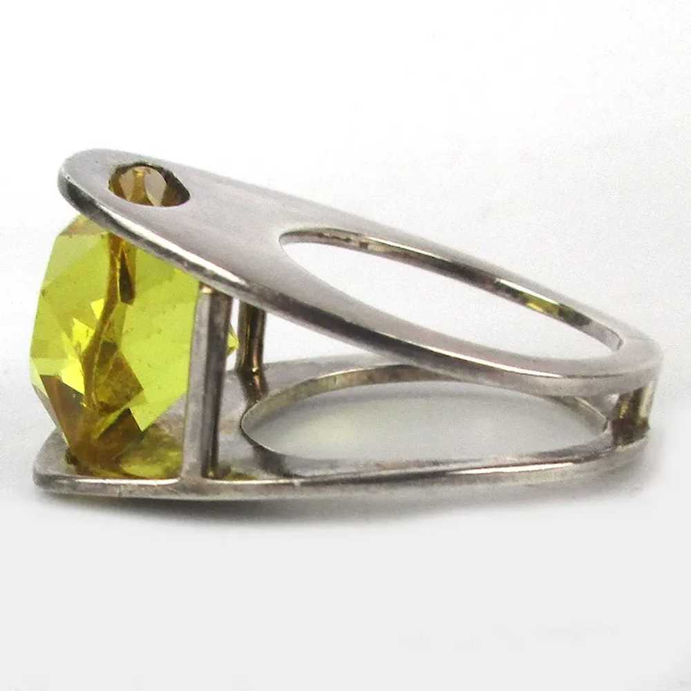 Estate Modernist Sterling Silver Citrine Stone Ri… - image 6