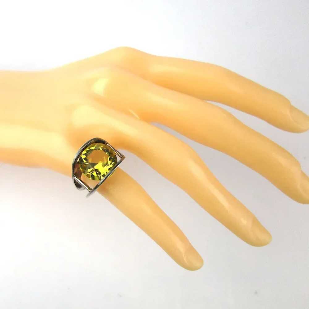 Estate Modernist Sterling Silver Citrine Stone Ri… - image 7