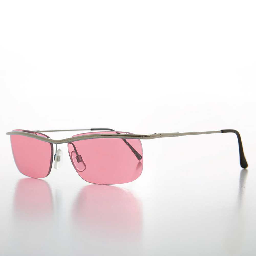 Rimless Y2k Sleek Rectangle Vintage Sunglasses - … - image 5