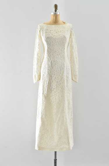 60's "Watteau" Lace Party Dress / XS S - image 1