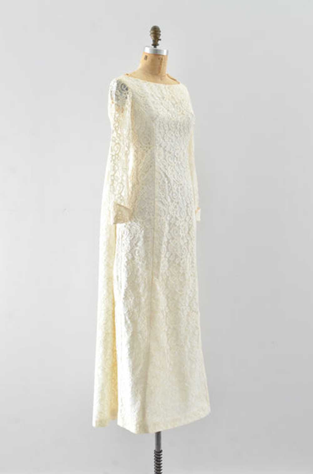 60's "Watteau" Lace Party Dress / XS S - image 4