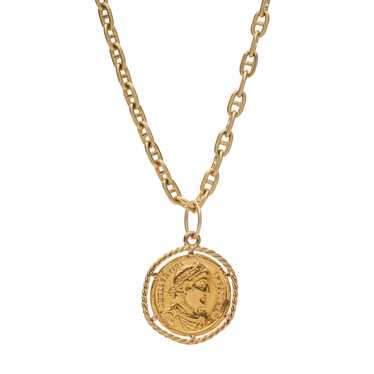 Vintage 22k Coin in 18k Twist Bezel Pendant - image 1