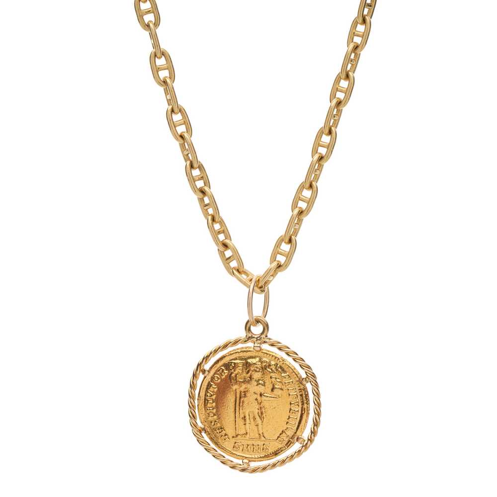 Vintage 22k Coin in 18k Twist Bezel Pendant - image 2