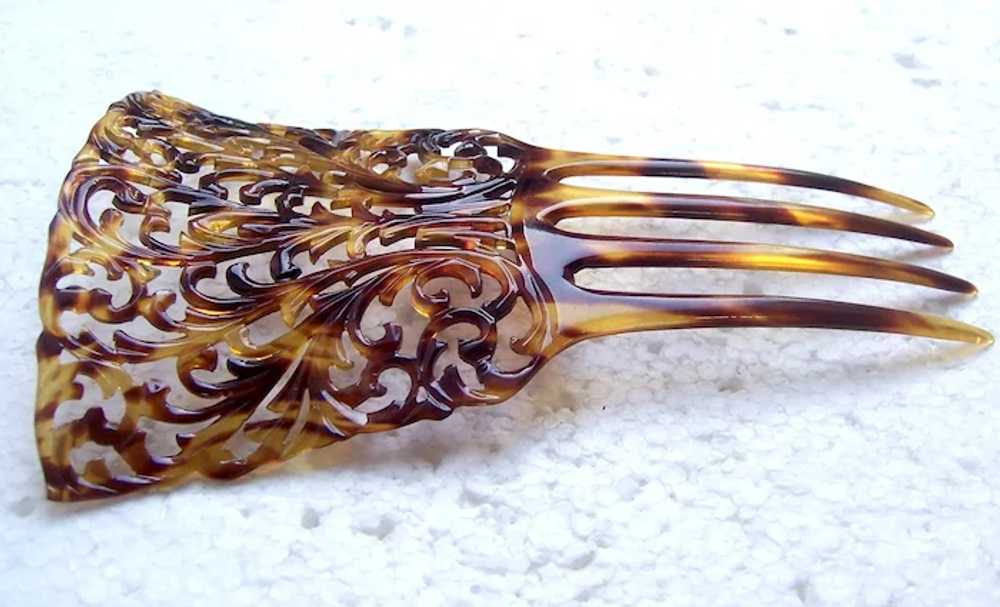 Spanish mantilla style hair comb in faux turtle e… - image 5