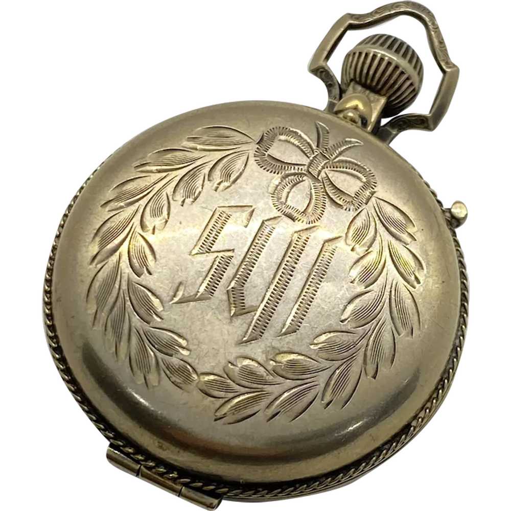 BIG Locket Pendant Sterling Silver Pocket Watch C… - image 1