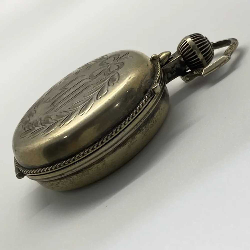 BIG Locket Pendant Sterling Silver Pocket Watch C… - image 4