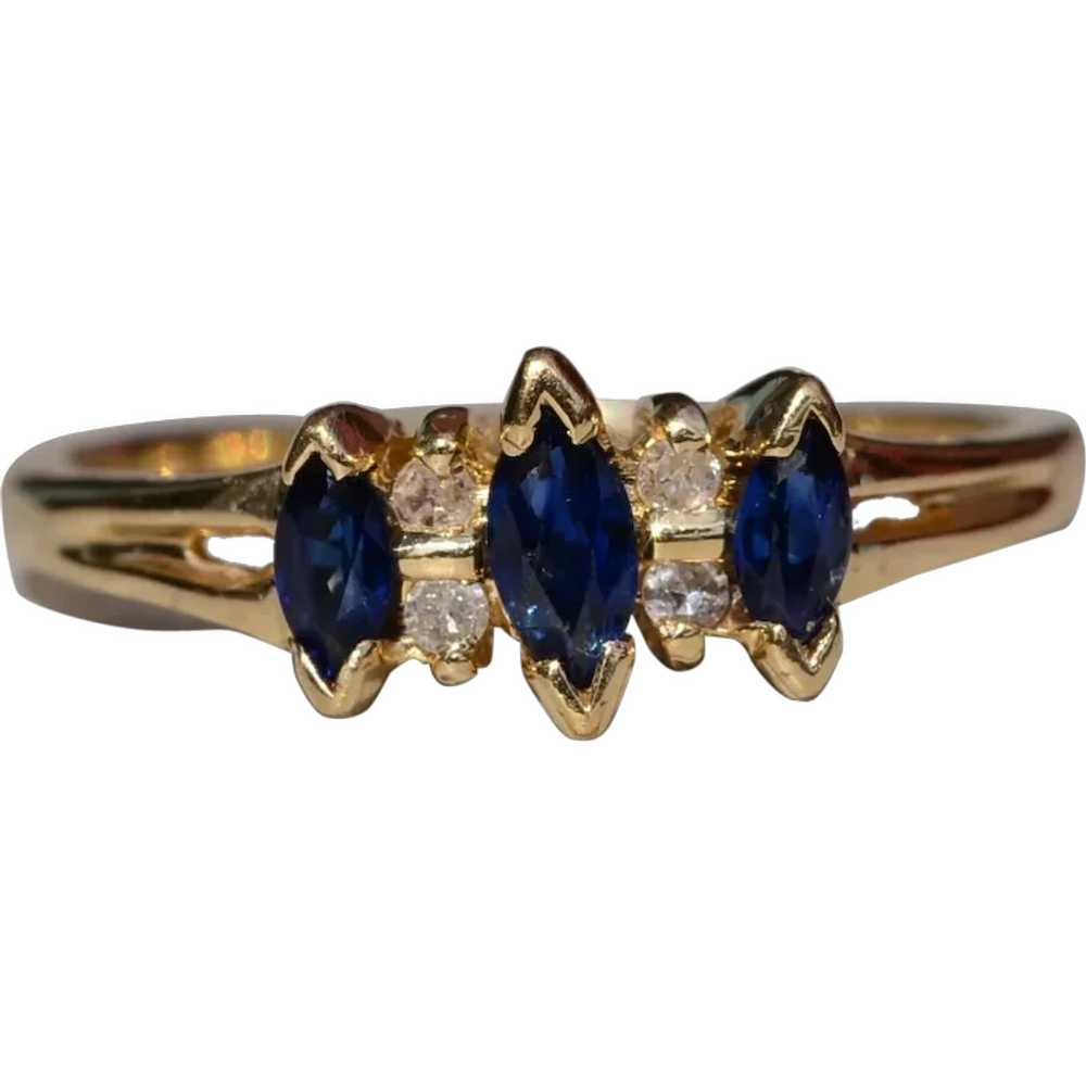 Ladies 14K Sapphire and Diamond Ring - image 1
