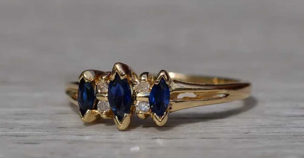 Ladies 14K Sapphire and Diamond Ring - image 2
