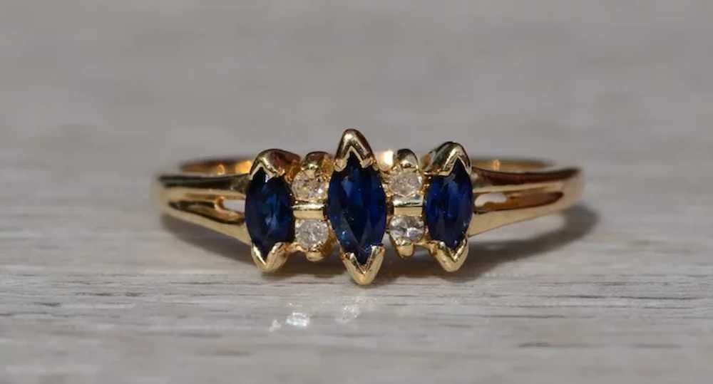 Ladies 14K Sapphire and Diamond Ring - image 6