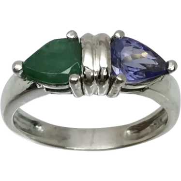 14k Emerald and Tanzanite Ring, free resize - image 1