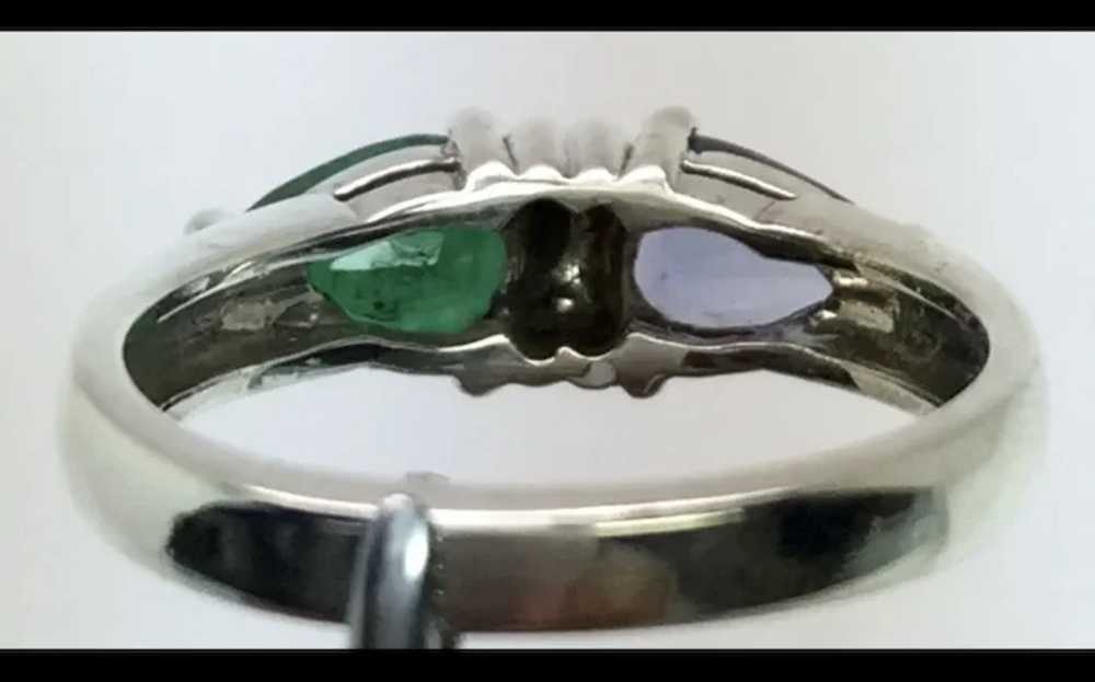 14k Emerald and Tanzanite Ring, free resize - image 2