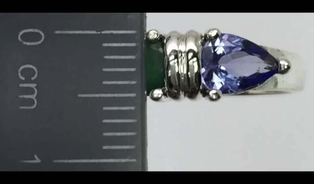 14k Emerald and Tanzanite Ring, free resize - image 3