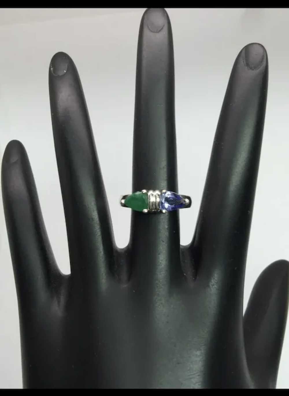 14k Emerald and Tanzanite Ring, free resize - image 4