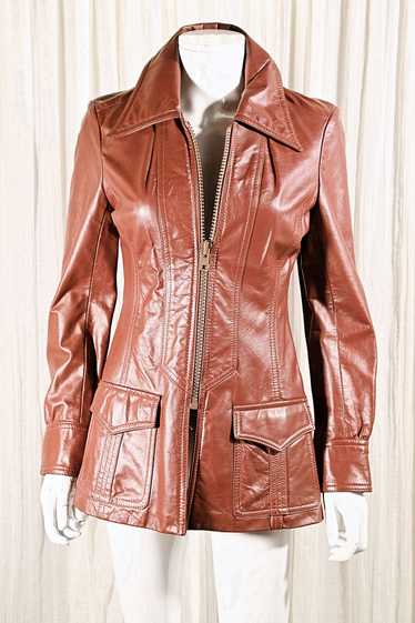 Vintage 70s Fitted Leather Jacket, 70s Disco Era J