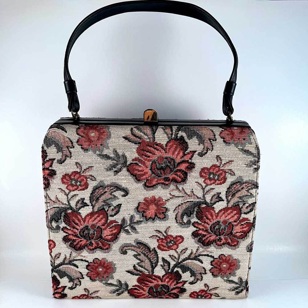 1960s Flowered Tapestry Handbag - image 1