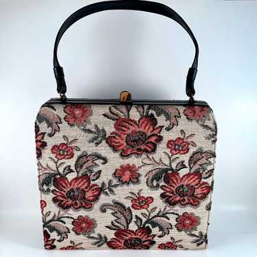 1960s Flowered Tapestry Handbag - image 1