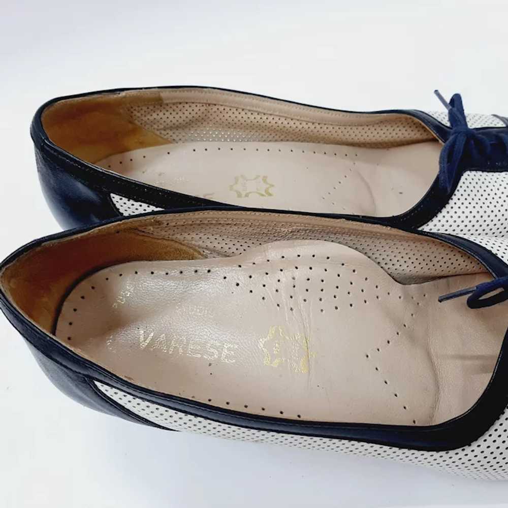 Vintage Shoes White and Dark Blue Genuine Leather… - image 7