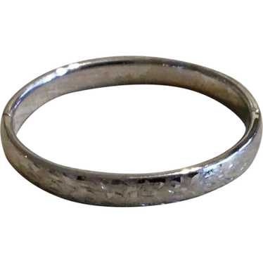 Silver Tone Etched Bangle Bracelet - image 1