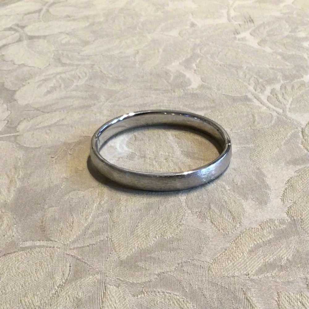 Silver Tone Etched Bangle Bracelet - image 3