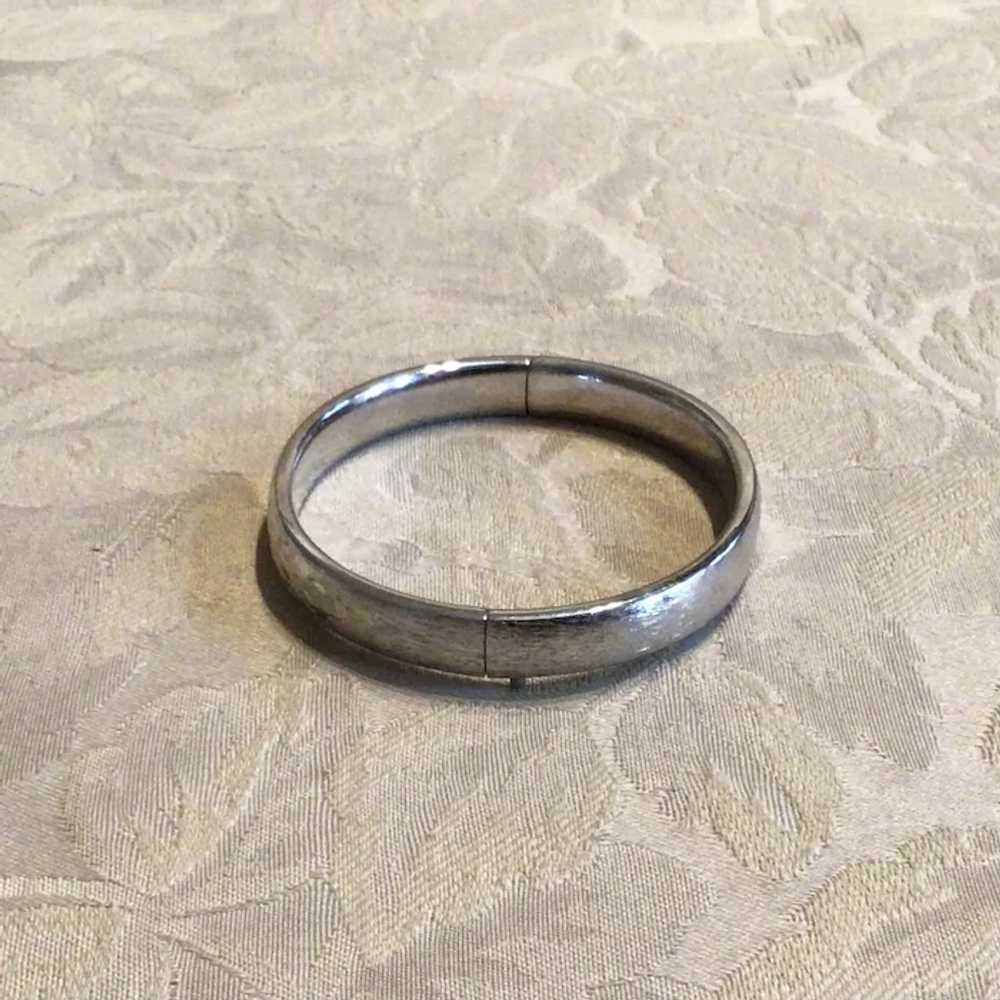 Silver Tone Etched Bangle Bracelet - image 4