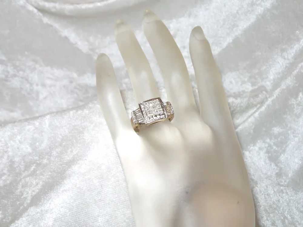 Diamond Cluster Ring Set in White and Yellow Gold - image 12