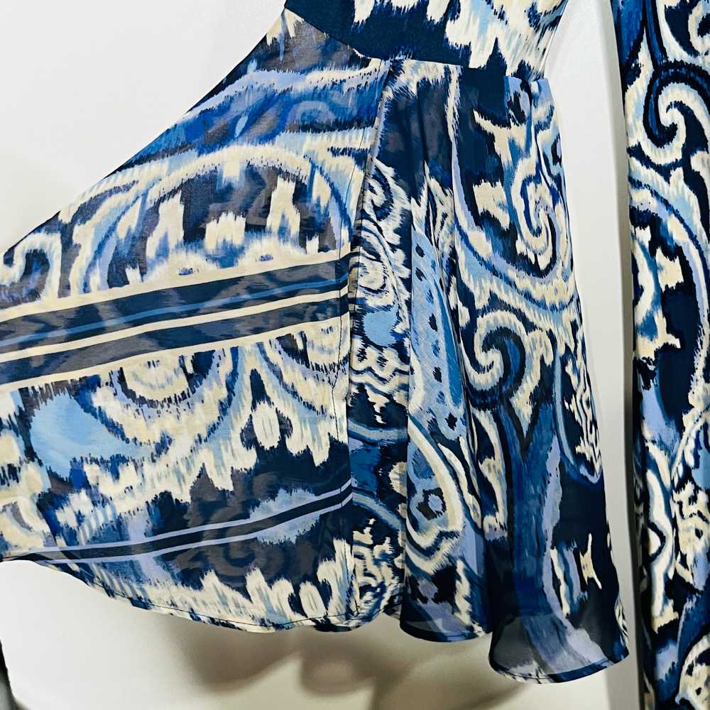 Ivy Road Blue White Ikat Print Bell Sleeve Dress - image 4