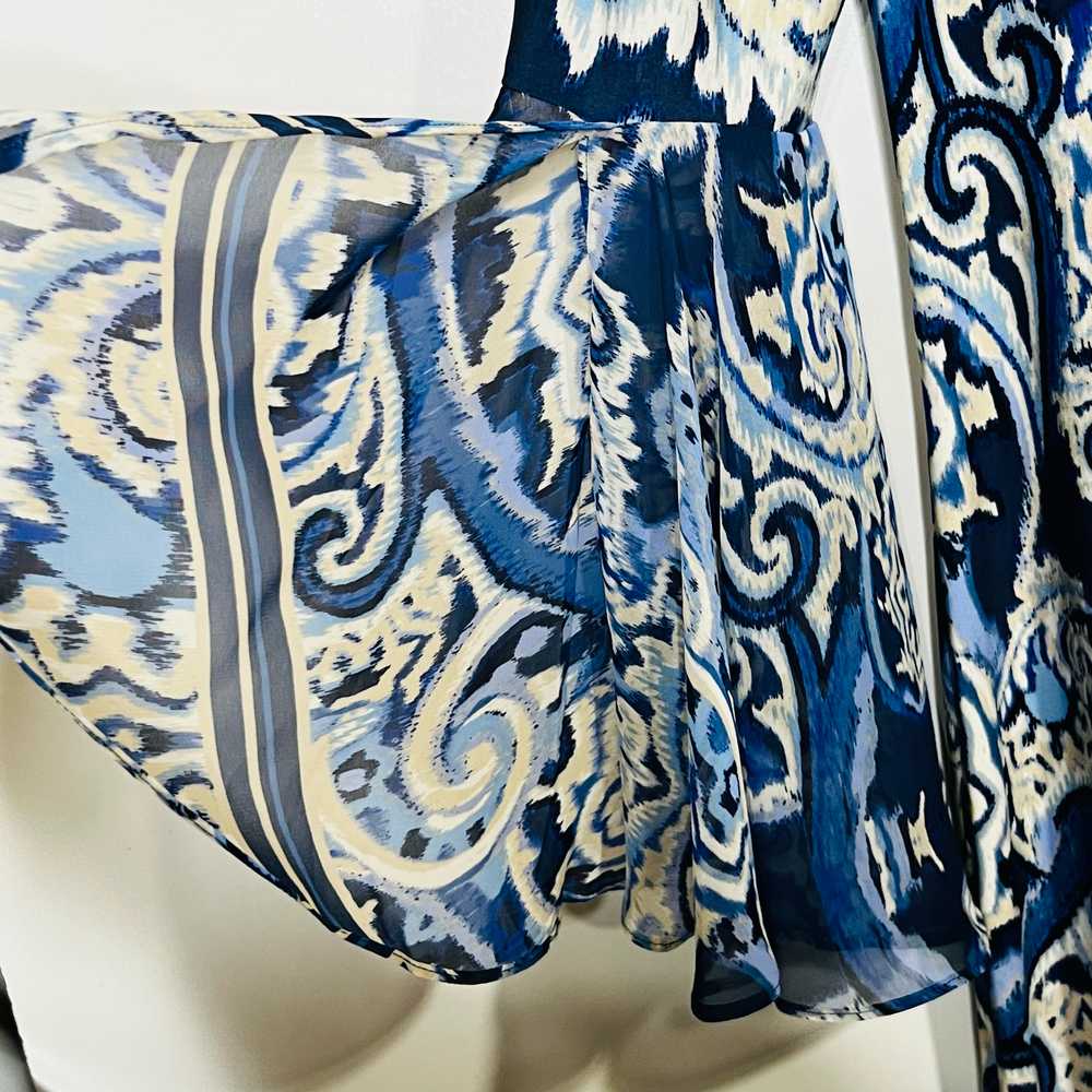 Ivy Road Blue White Ikat Print Bell Sleeve Dress - image 5