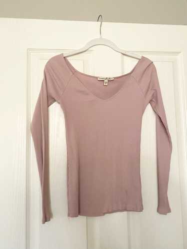 Dusty rose ribbed Express One 11 long sleeve top