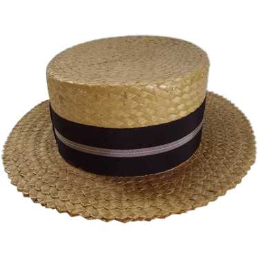 SALE - Vintage Mens Straw Boater Hat/Audubon Club… - image 1