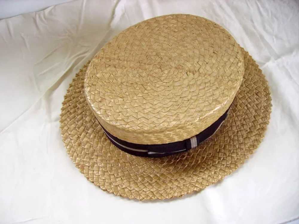SALE - Vintage Mens Straw Boater Hat/Audubon Club… - image 2